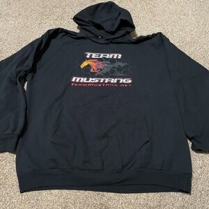 Team Mustang Ford Black Hoodie Pullover Adult 2XL Car Enthusiast
